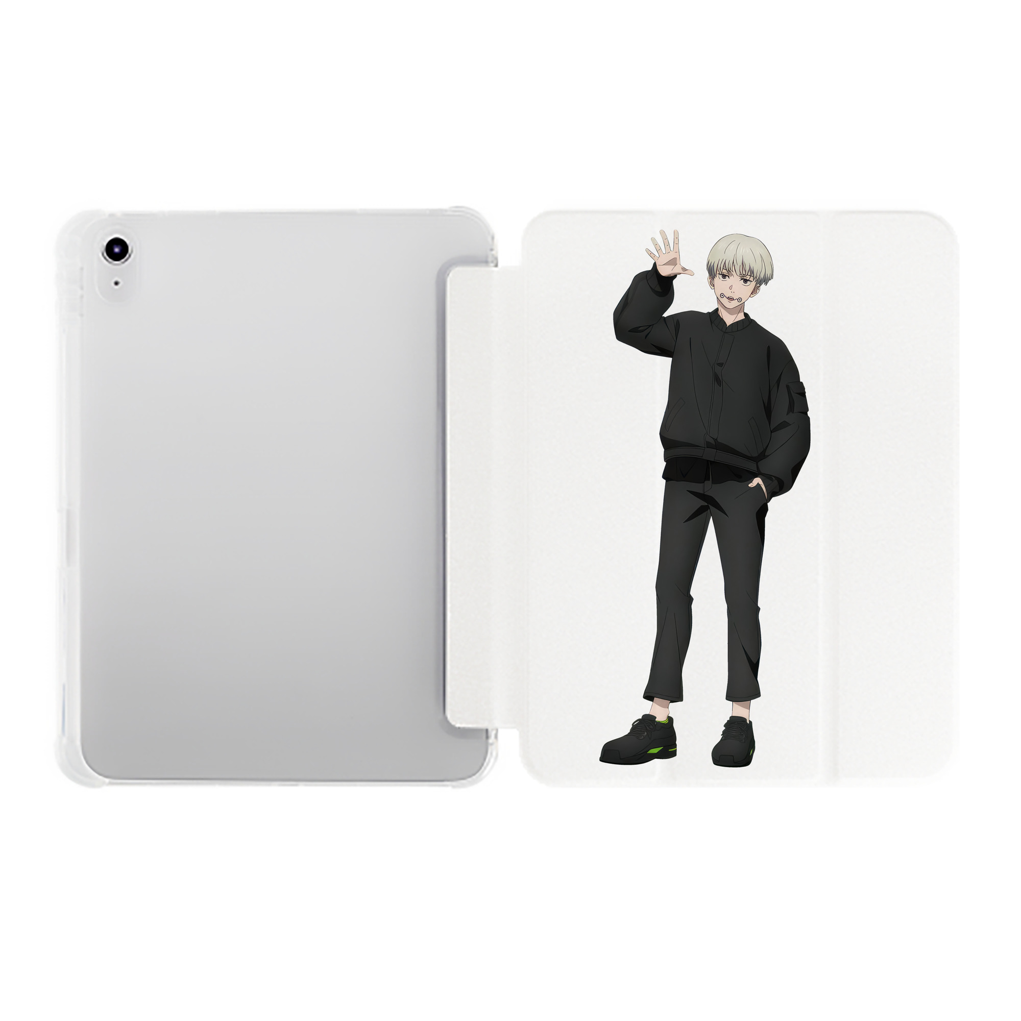 （画像用） 呪術廻戦 Jujutsu Kaisen IPad ケース ペン収納付き 三つ折りスタンド PUレザー×シリコン 対応機種9.5/10.5/10.9インチ